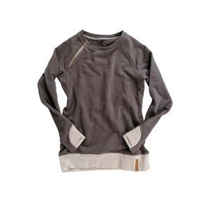 NEW AMPERSAND AVE kid’s side zip pullover in charcoal & dusty mauve
